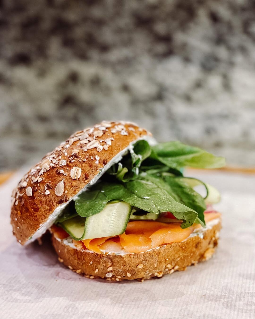 Open avocado & bacon bagel